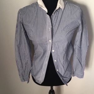 Blue and white button up